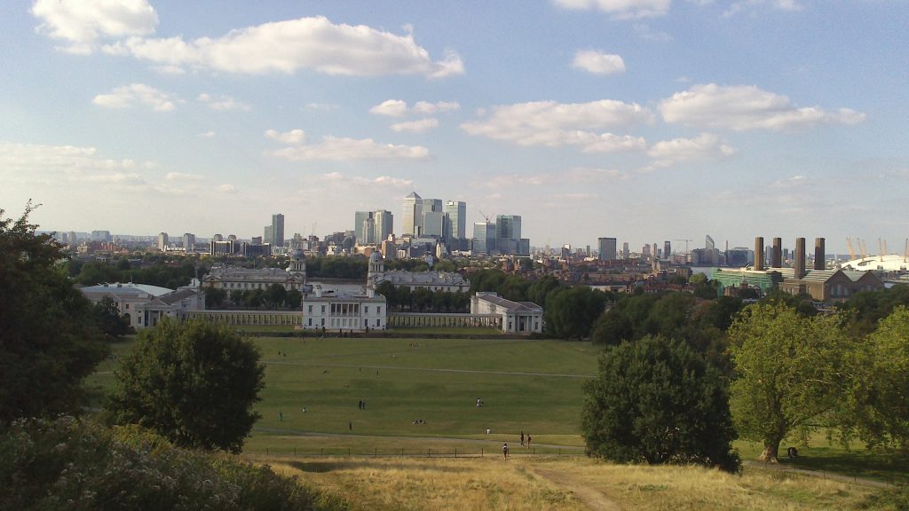 Londra insolita: la vista su Canary Wharf dall'osservatorio di Greenwhich