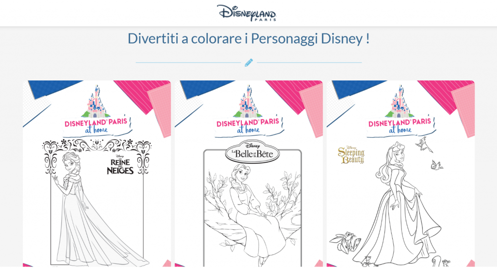 Disneyland Paris a casa: schede da colorare
